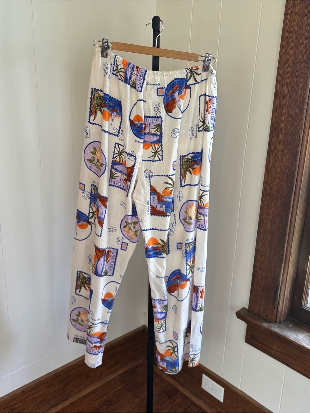 Label of Love Blue Moon Postcard Linen Blend Pull On Pants Women L - 27x28.5 NWT - Picture 2 of 8